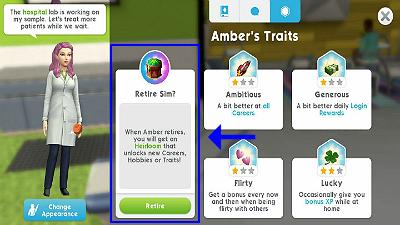 The Sims Mobile: Aging and Earning Traits